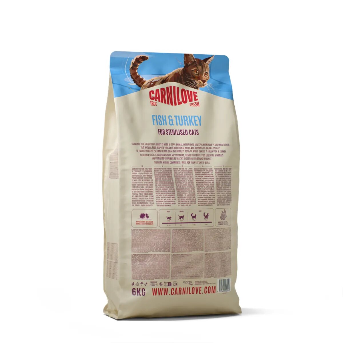 Carnilove True Fresh Sterilised Pește și Curcan hrană uscată fără cereale pisici sterilizate 6kg