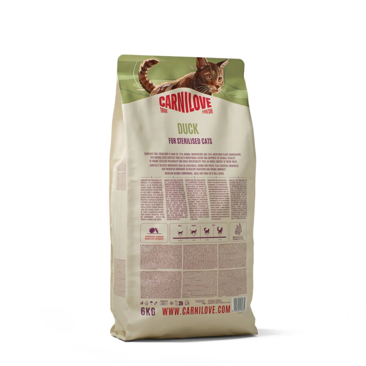 Carnilove True Fresh Sterilised Rață și Mazăre hrană uscată fără cereale pisici sterilizate 6kg