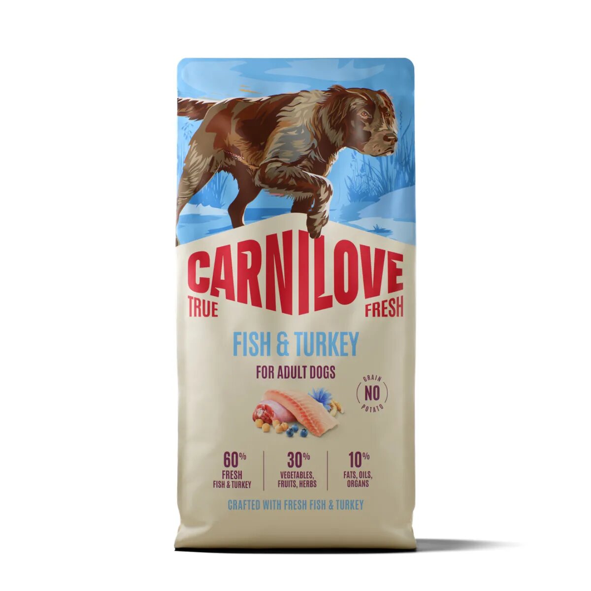 Carnilove True Fresh XS-XL Pește și Curcan hrană uscată fără cereale câini 12kg