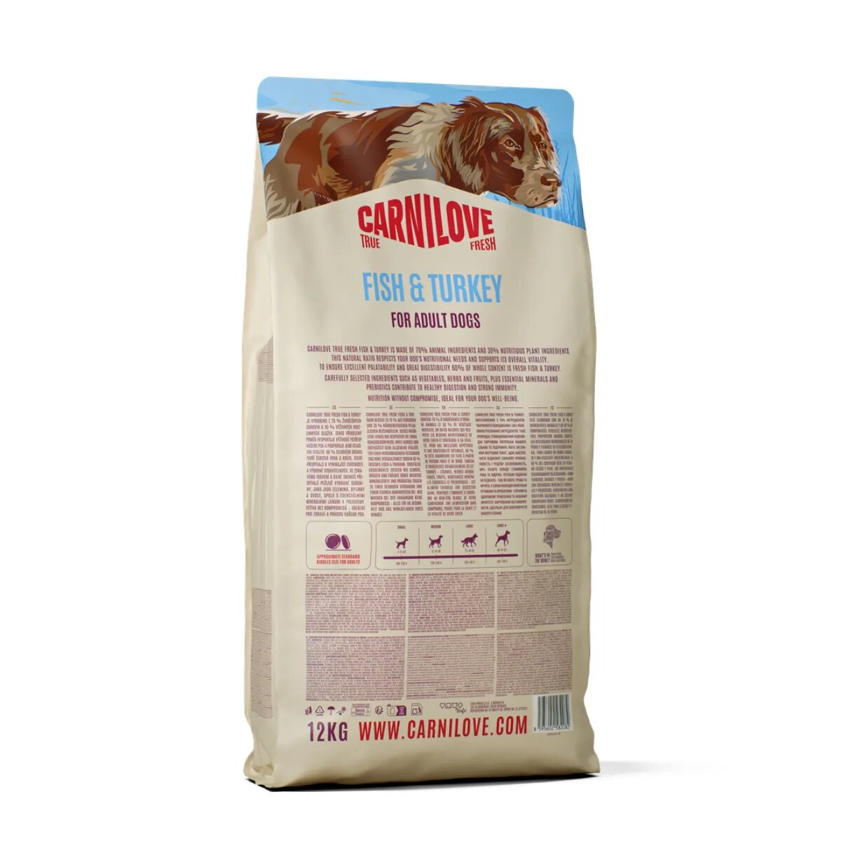 Carnilove True Fresh XS-XL Pește și Curcan hrană uscată fără cereale câini 12kg