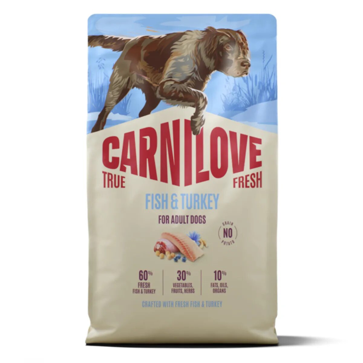 Carnilove True Fresh XS-XL Pește și Curcan hrană uscată fără cereale câini 4kg