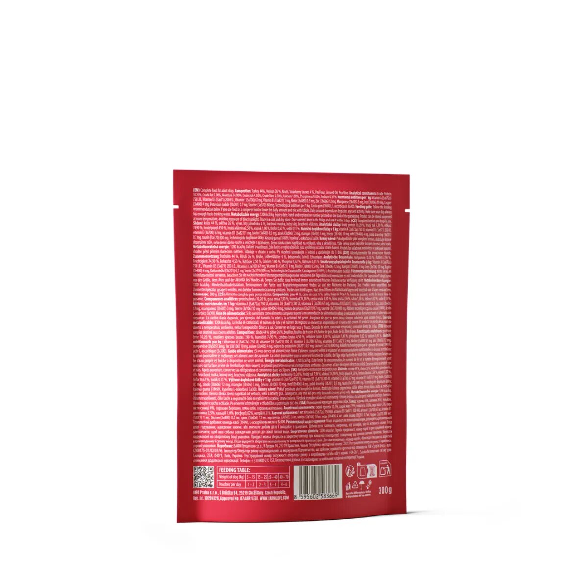 Carnilove XS-XL Curcan și Vânat plic hrană umedă fără cereale câini (pate) 300g