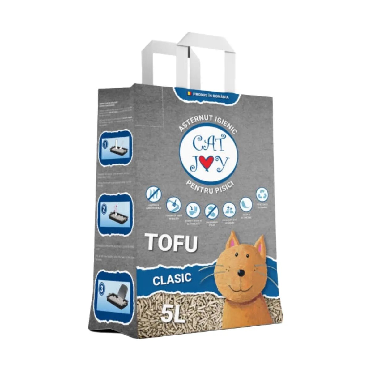 CAT JOY Clasic neparfumat așternut igienic pisici peleți tofu aglomerant ecologic biodegradabil 5l