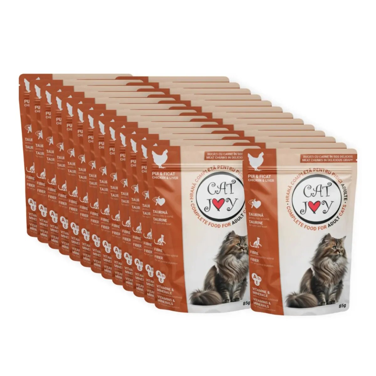 CAT JOY Pui și Ficat plic hrană umedă pisici (în sos) bax 85g x 24buc