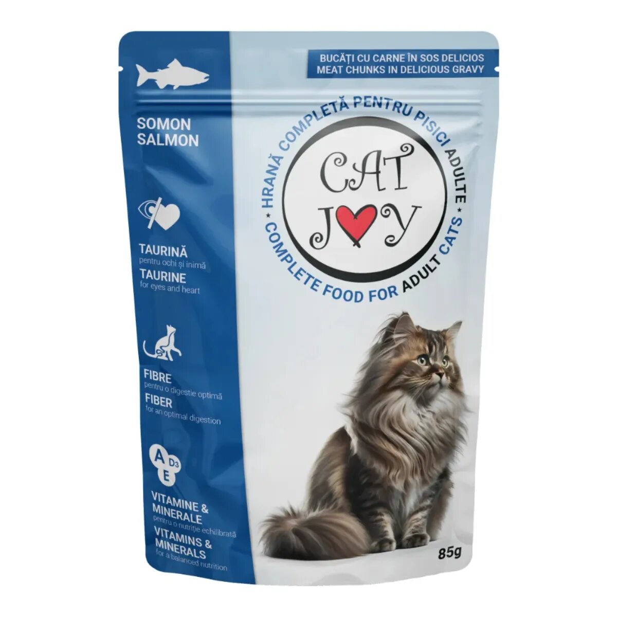 CAT JOY Somon plic hrană umedă pisici (în sos) 85g