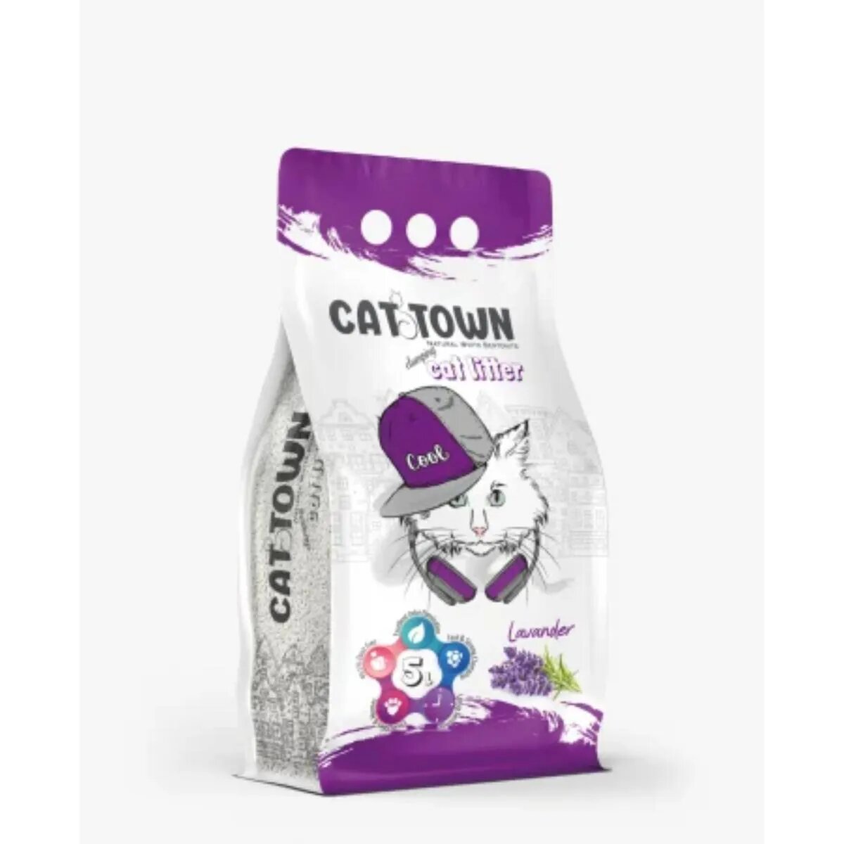 Cat Town Lavanda așternut igienic pisici granule bentonită aglomerant fără praf 5l