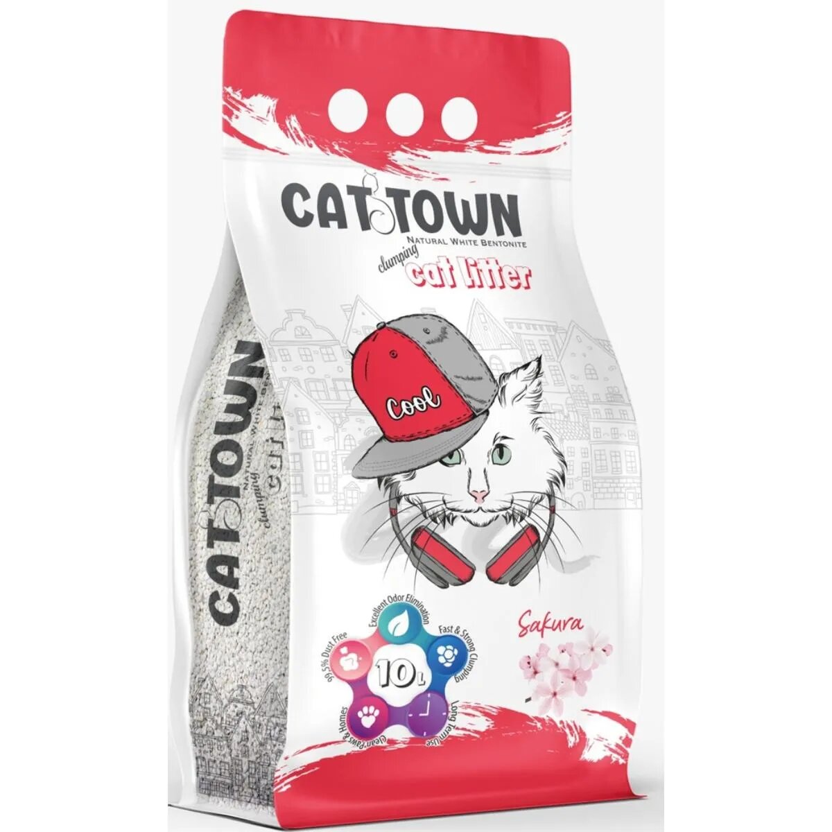 Cat Town Sakura așternut igienic pisici granule bentonită aglomerant fără praf 10l