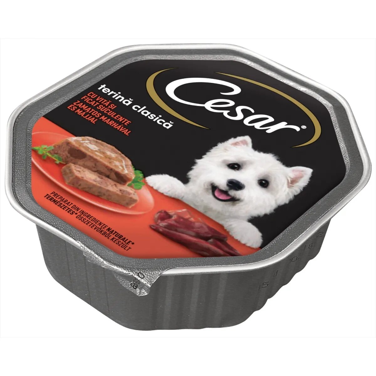 CESAR Terină clasică Vită și Ficat taviță hrană umedă câini (pate) 150g