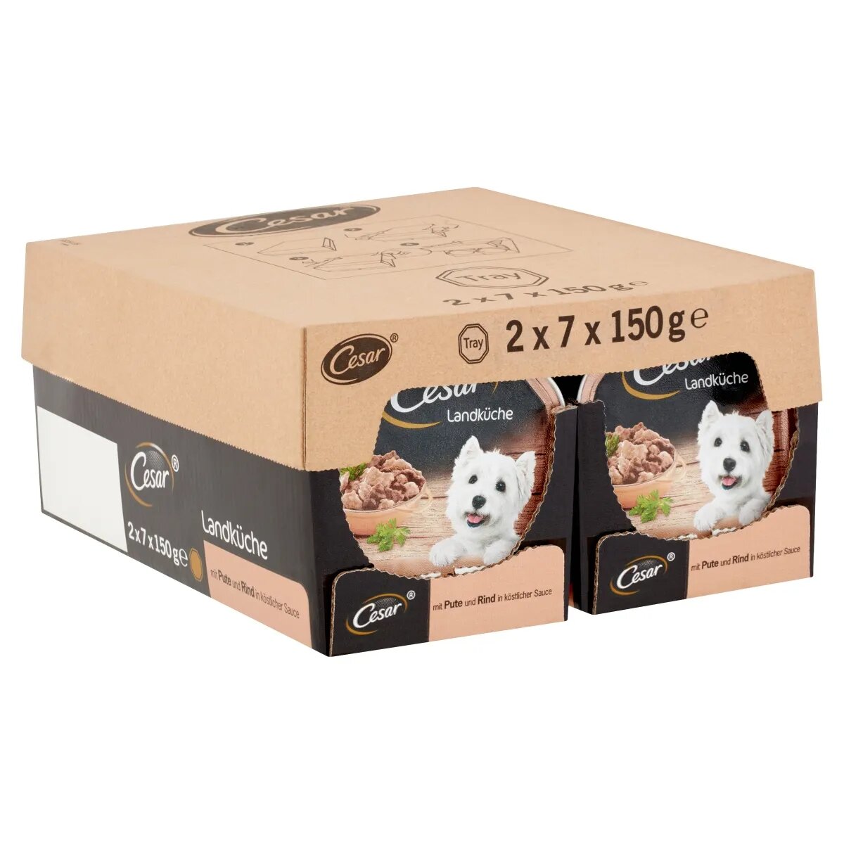 CESAR Tocăniță de țară Curcan Vită și Ierburi taviță hrană umedă câini (în suc propriu) 150g
