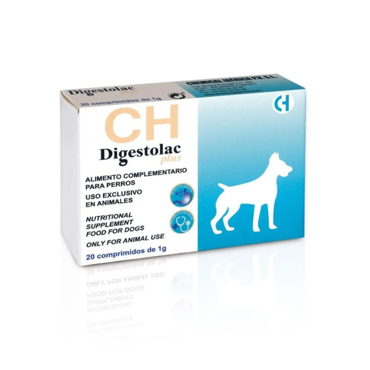 Chemical Iberica Digestolac Plus supliment sistem digestiv câini comprimate Digestolac Plus XS-XL supliment sistem digestiv câini cutie 20 comprimate