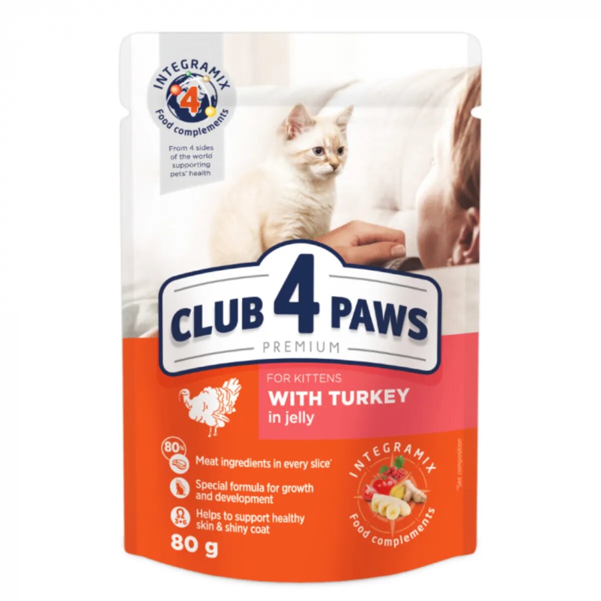 Club 4 Paws Curcan plic hrană umedă pisici (în aspic) 85g