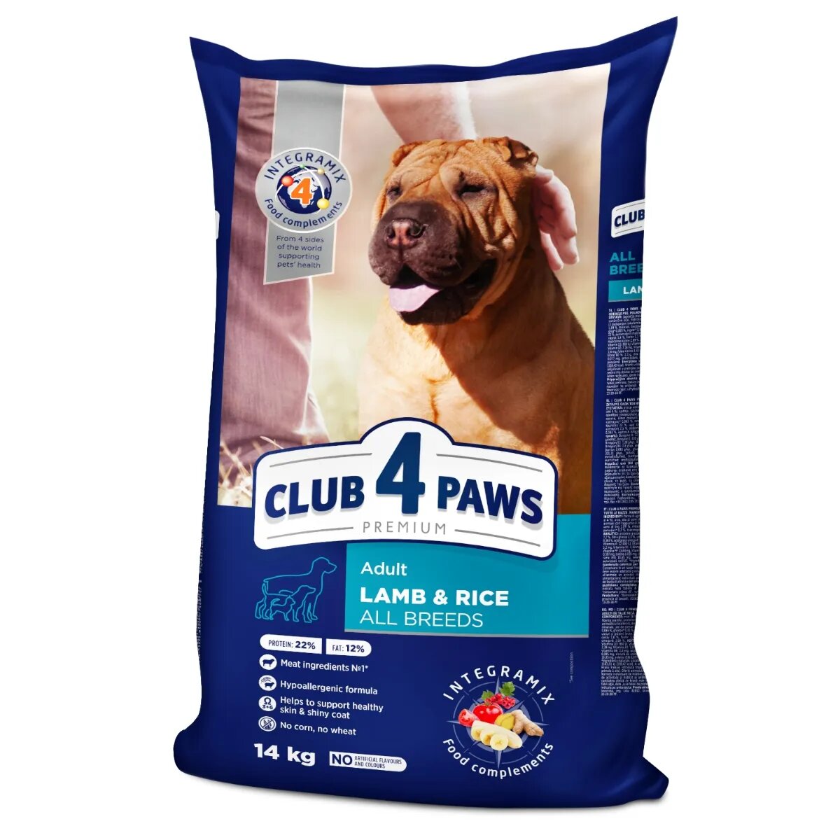 Club 4 Paws Premium Hypoallergenic Miel și Orez hrană uscată câini sensibilități digestive piele și blană Premium XS-XL Miel și Orez hrană uscată câini alergii 14kg