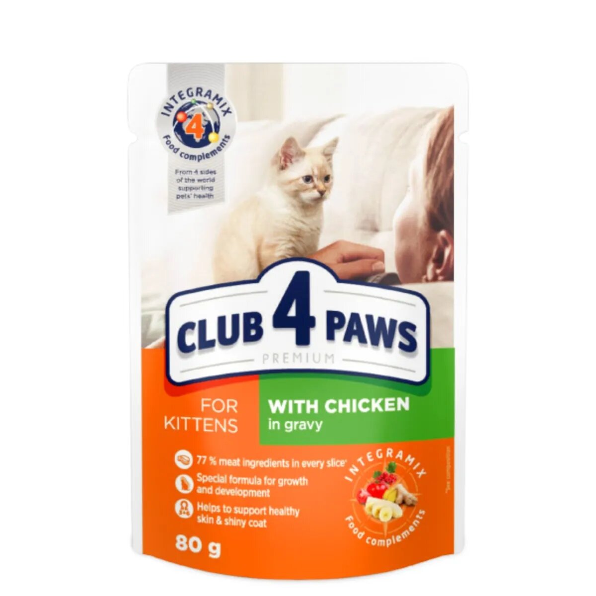 Club 4 Paws Premium Kitten Pui hrană umedă pisici junior (în sos) Premium Kitten Pui plic hrană umedă pisici junior (în sos) bax 80g x 48buc