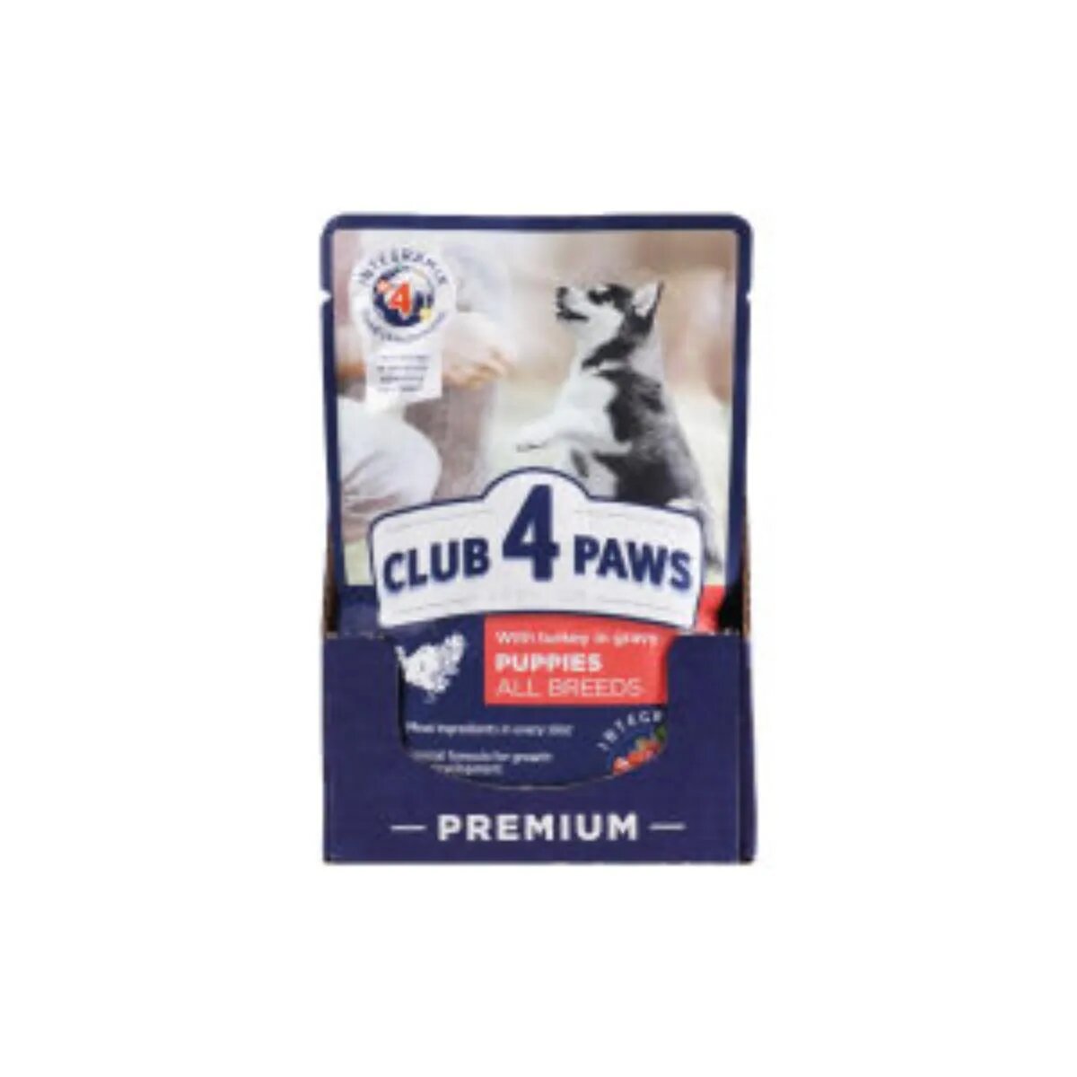 Club 4 Paws Premium Puppy Curcan hrană umedă câini junior (în sos) Premium Puppies XS-XL Curcan plic hrană umedă câini junior (în aspic) bax 100g x 24
