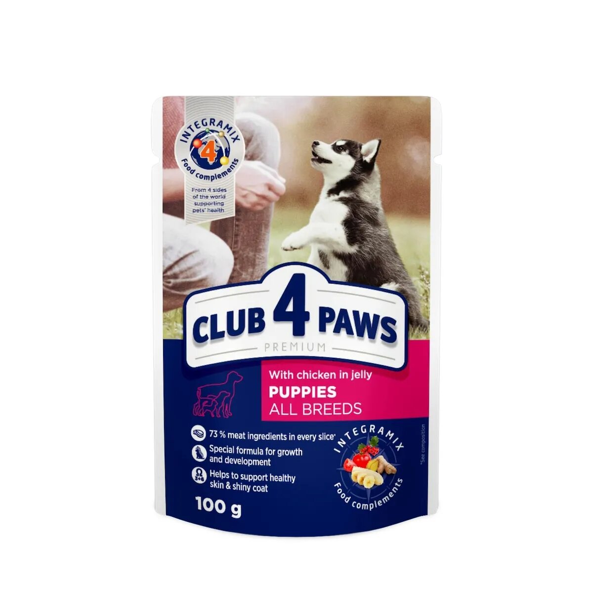 Club 4 Paws Premium Puppy Pui hrană umedă câini junior (în aspic) Premium Junior XS-XL Pui plic hrană umedă câini junior (în aspic) 100g