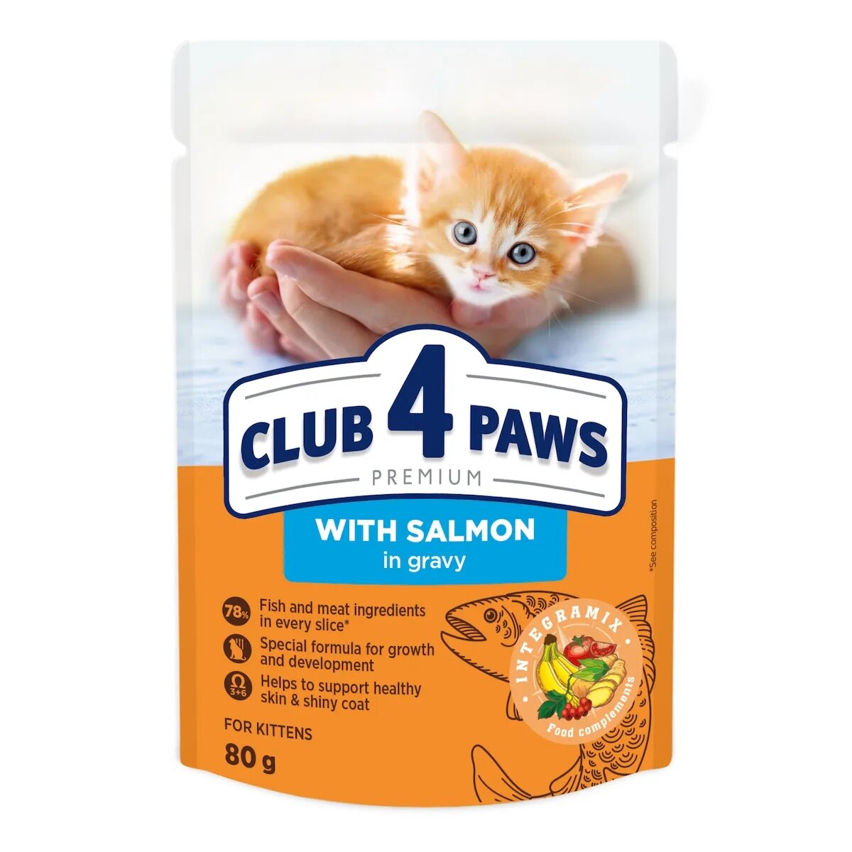 Club 4 Paws Premium Somon plic hrană umedă pisici junior (în sos) 80g