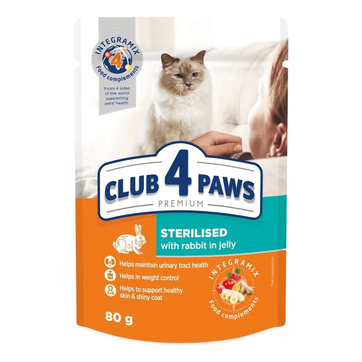 Club 4 Paws Premium Sterilised Iepure plic hrană umedă pisici sterilizate (în aspic) 80g