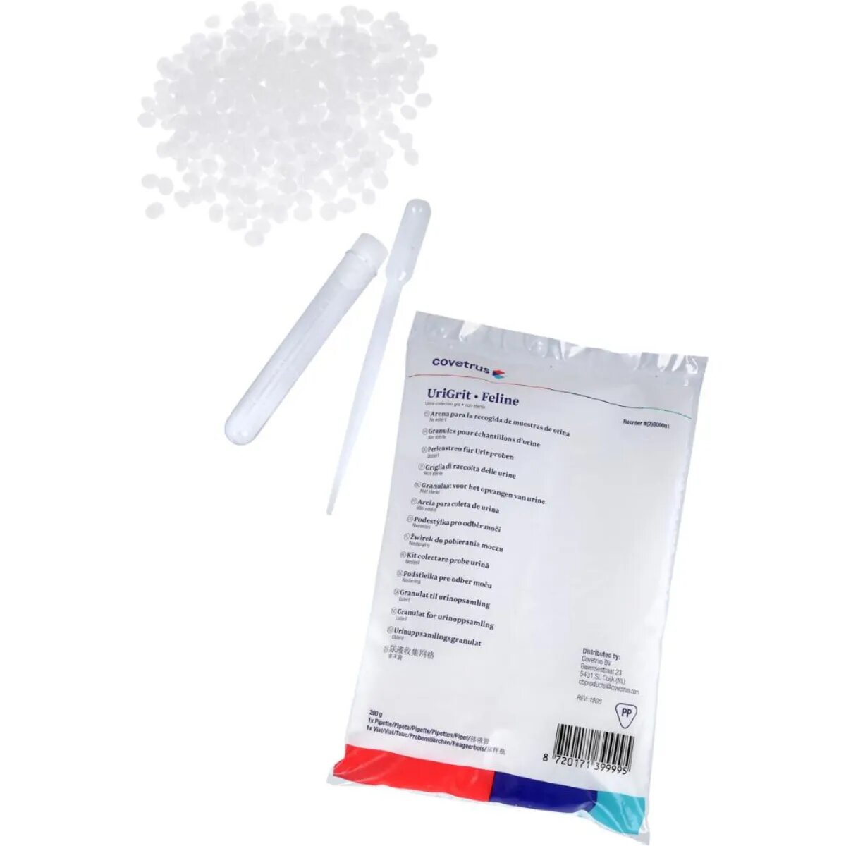 COVERTUS UriGrid Kit PP recipient si flacon nisip recoltare probe urină pisici punguță 200g