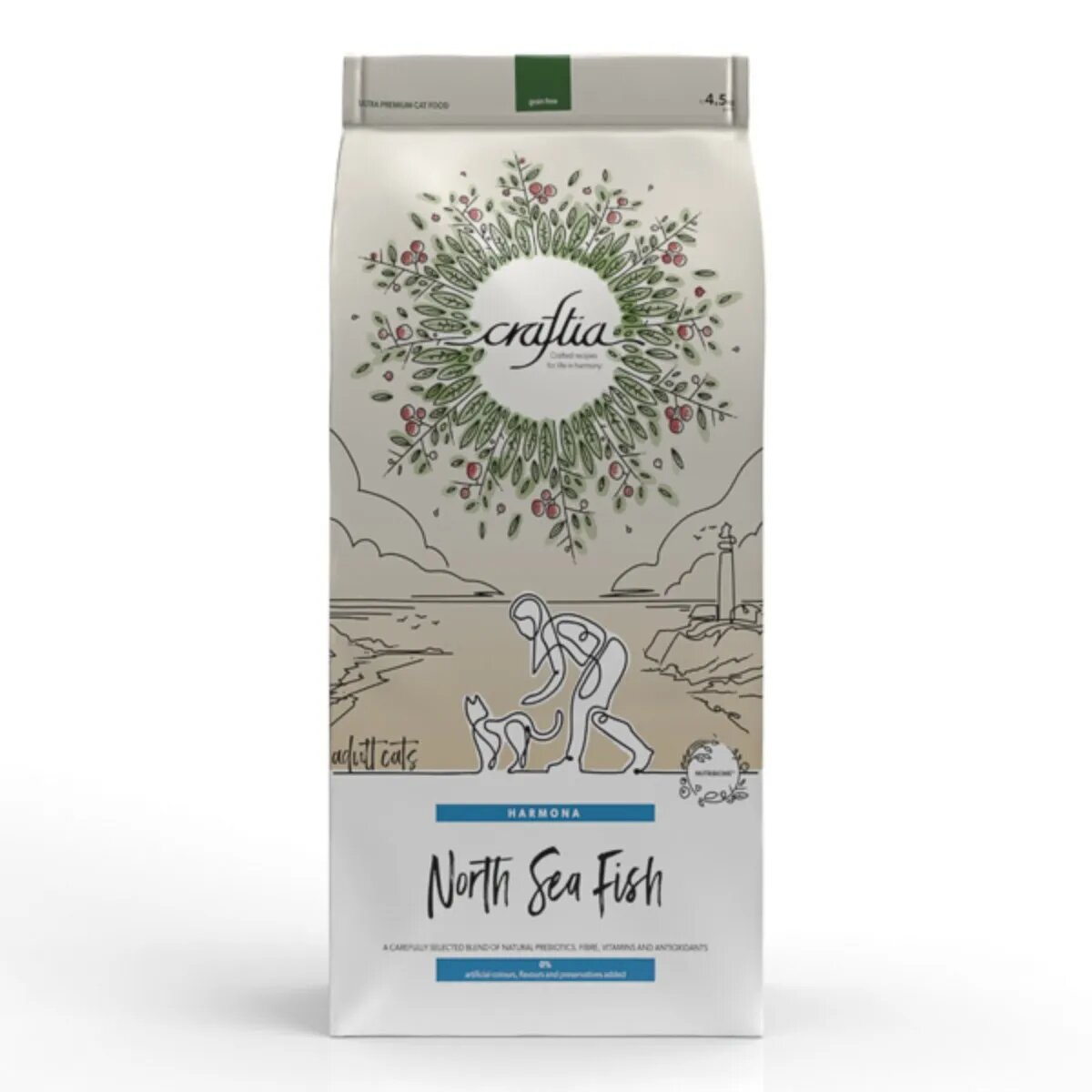 CRAFTIA Harmona Pește din Marea Nordului Somon și Hering hrană uscată fără cereale pisici 4.5kg