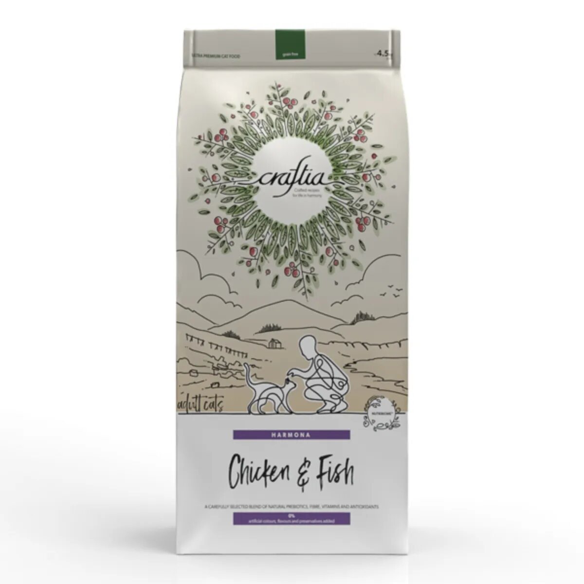 CRAFTIA Harmona Pui și Pește hrană uscată fără cereale pisici 4.5kg
