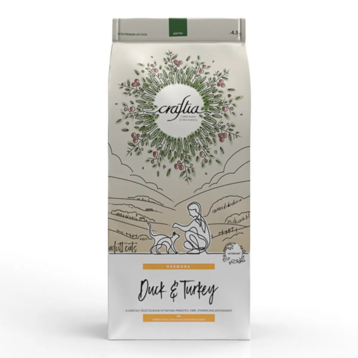CRAFTIA Harmona Rață și Curcan hrană uscată fără cereale pisici 4.5kg