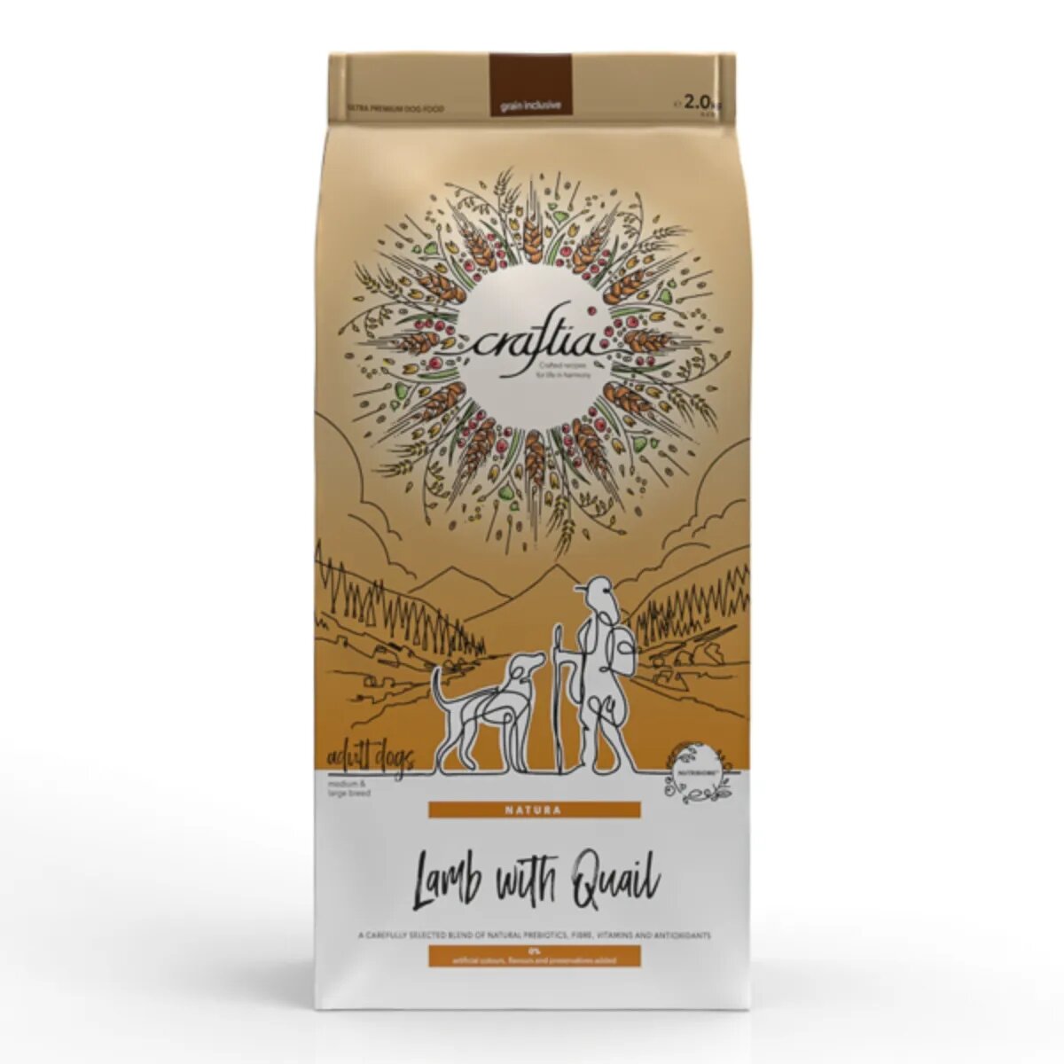 CRAFTIA Natura M-XL Miel și Prepeliță hrană uscată câini 2kg