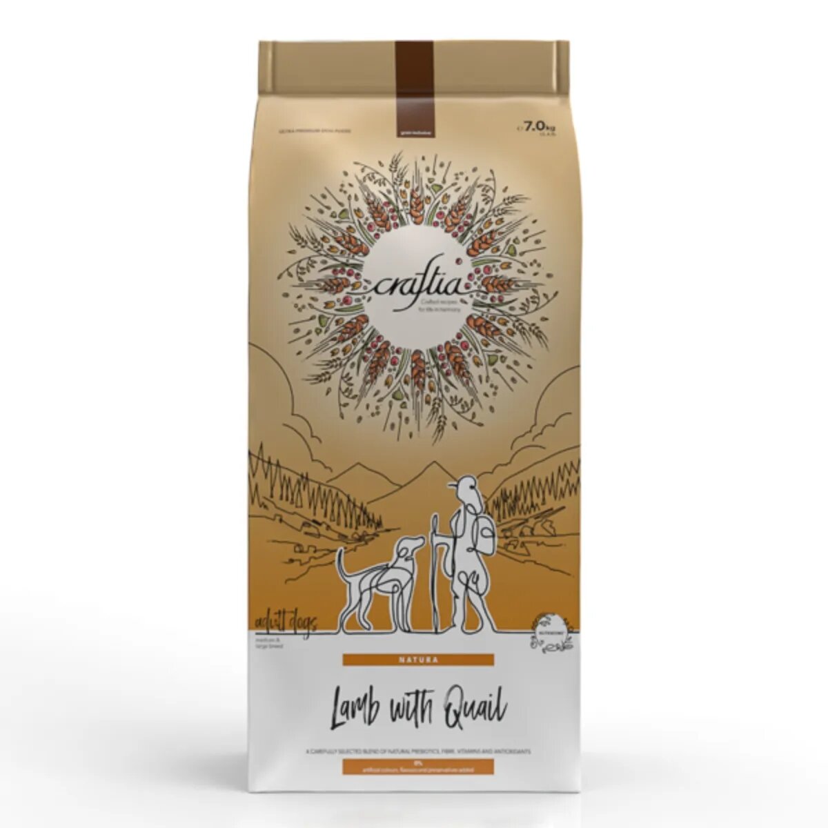 CRAFTIA Natura M-XL Miel și Prepeliță hrană uscată câini 7kg