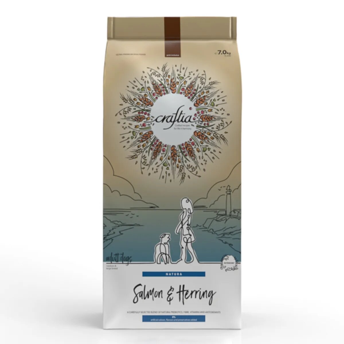 CRAFTIA Natura M-XL Somon și Hering hrană uscată câini 7kg