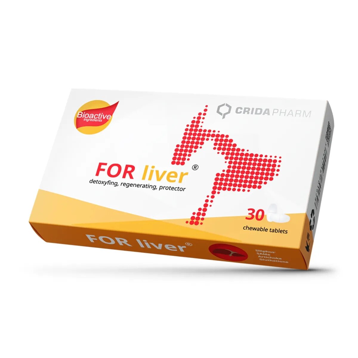CRIDA PHARM For Liver supliment sistem hepatic câini comprimate masticabile For Liver XS-XL supliment sistem hepatic câini și pisici cutie 30 comprimate masticabile