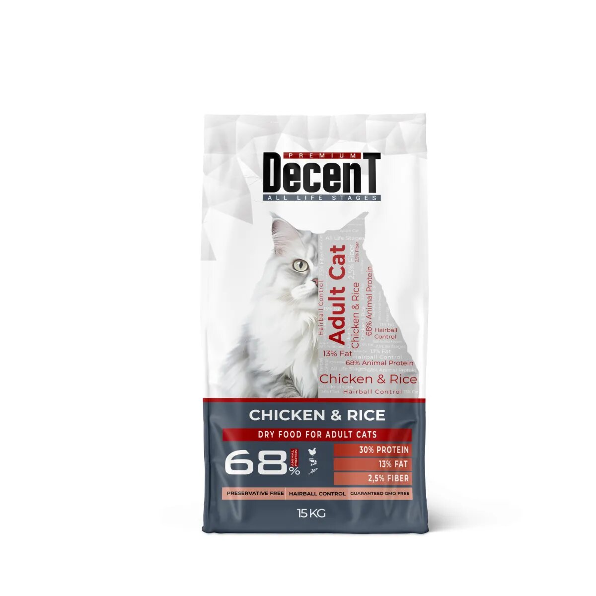 DECENT Hairball Care Pui hrană uscată pisici limitarea ghemurilor de blană 15kg