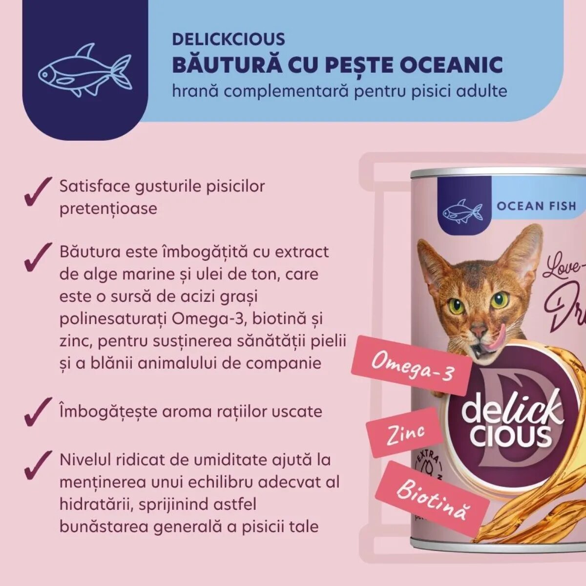 DELICKCIOUS Băutură Pește conservă recompense pisici (topping) 140g