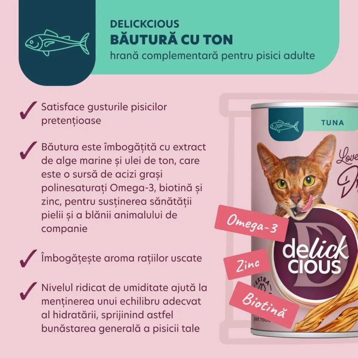 DELICKCIOUS Băutură Ton conservă recompense pisici (topping) 140g