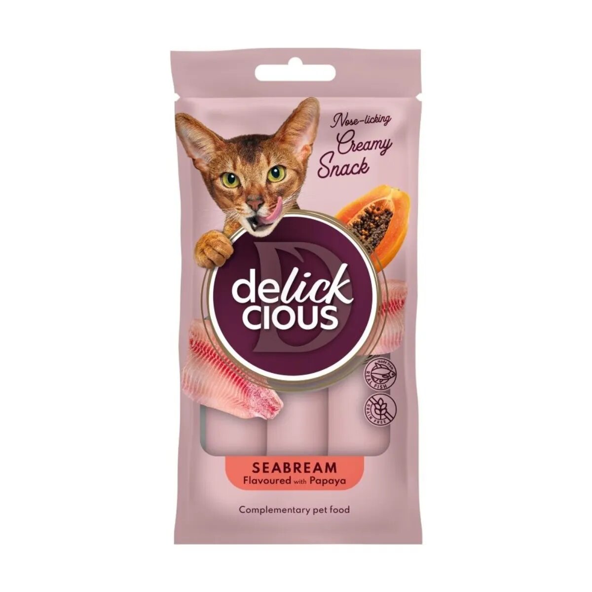 DELICKCIOUS Creamy Snack Doradă și Papaya plic recompense pisici 60g