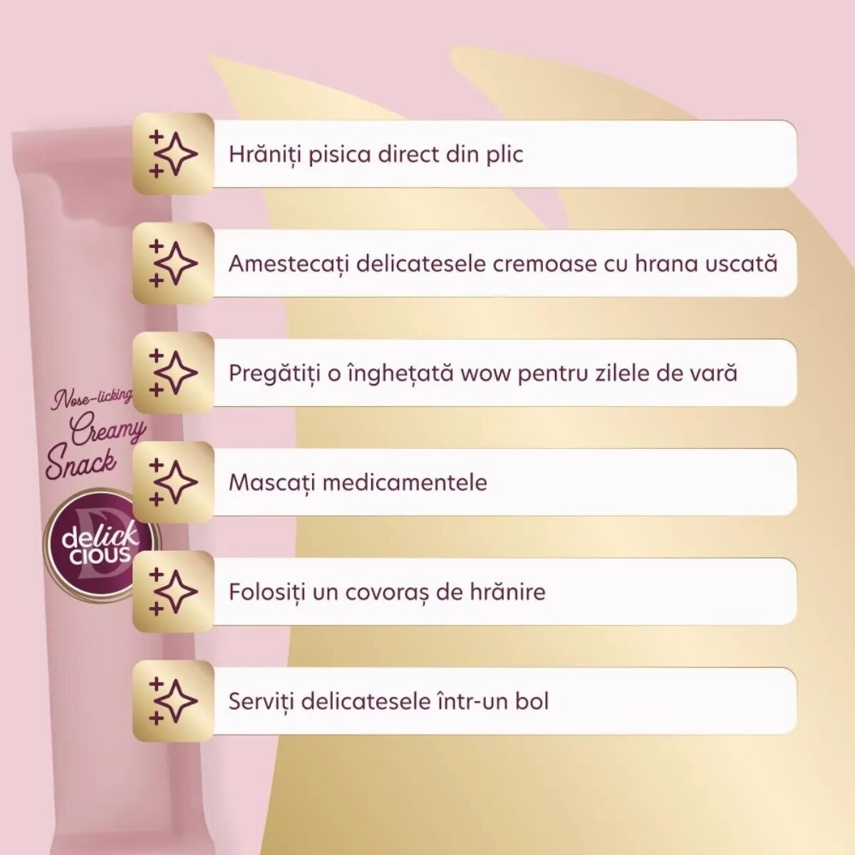 DELICKCIOUS Creamy Snack Doradă și Papaya plic recompense pisici 60g