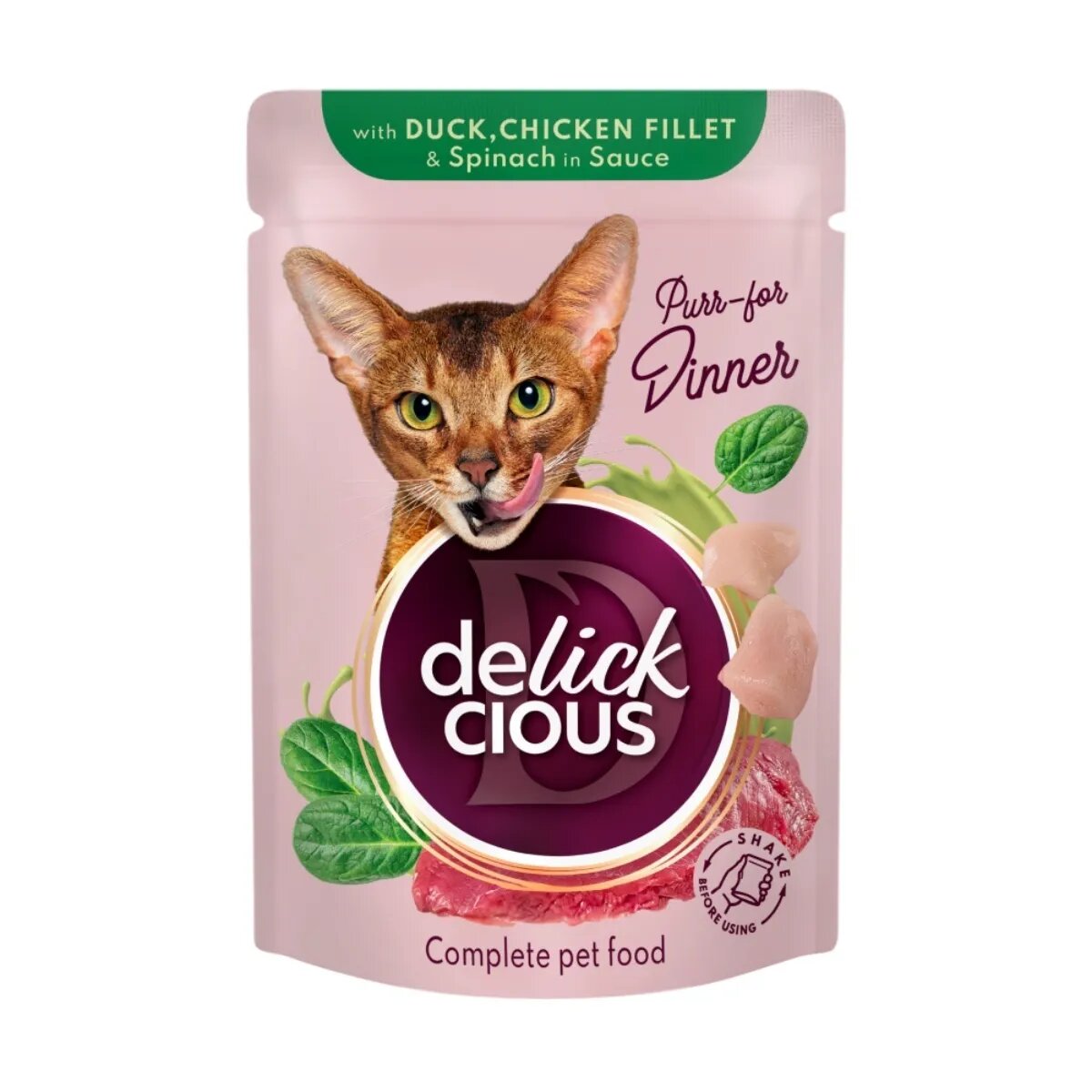 DELICKCIOUS Dinner Rață și Pui plic hrană umedă pisici (în sos) 85g