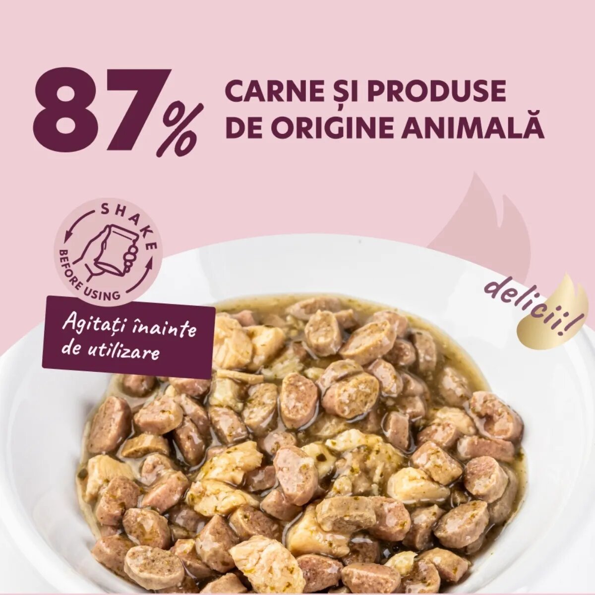 DELICKCIOUS Dinner Rață și Pui plic hrană umedă pisici (în sos) 85g