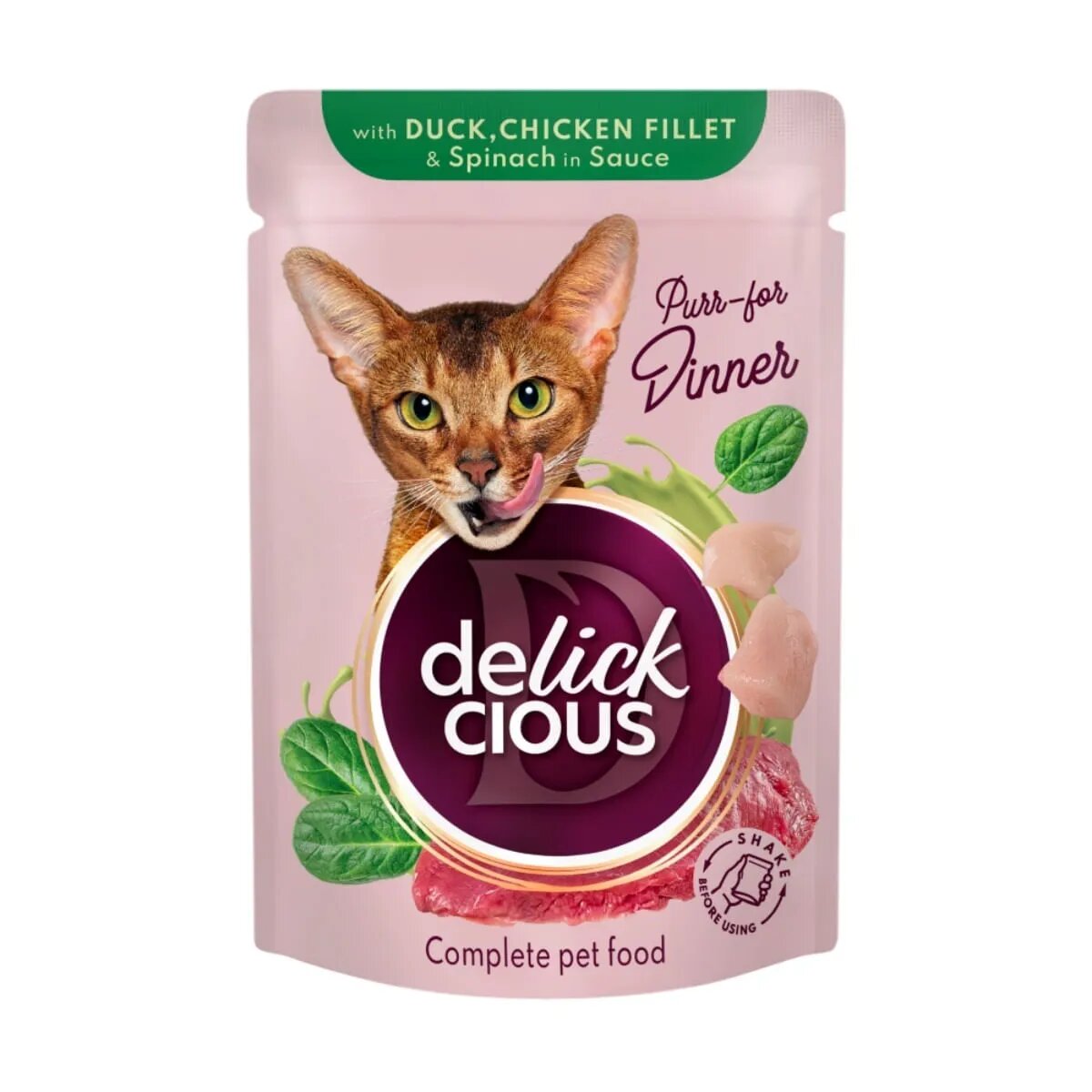 DELICKCIOUS Dinner Rață și Pui plic hrană umedă pisici (în sos) bax 85g x 12buc