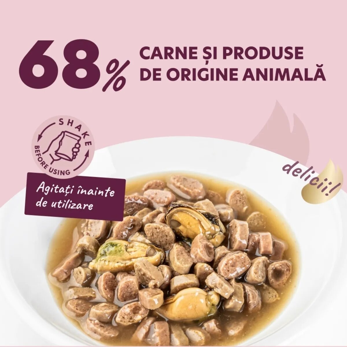 DELICKCIOUS Dinner Somon și Midii plic hrană umedă pisici (în sos) 85g