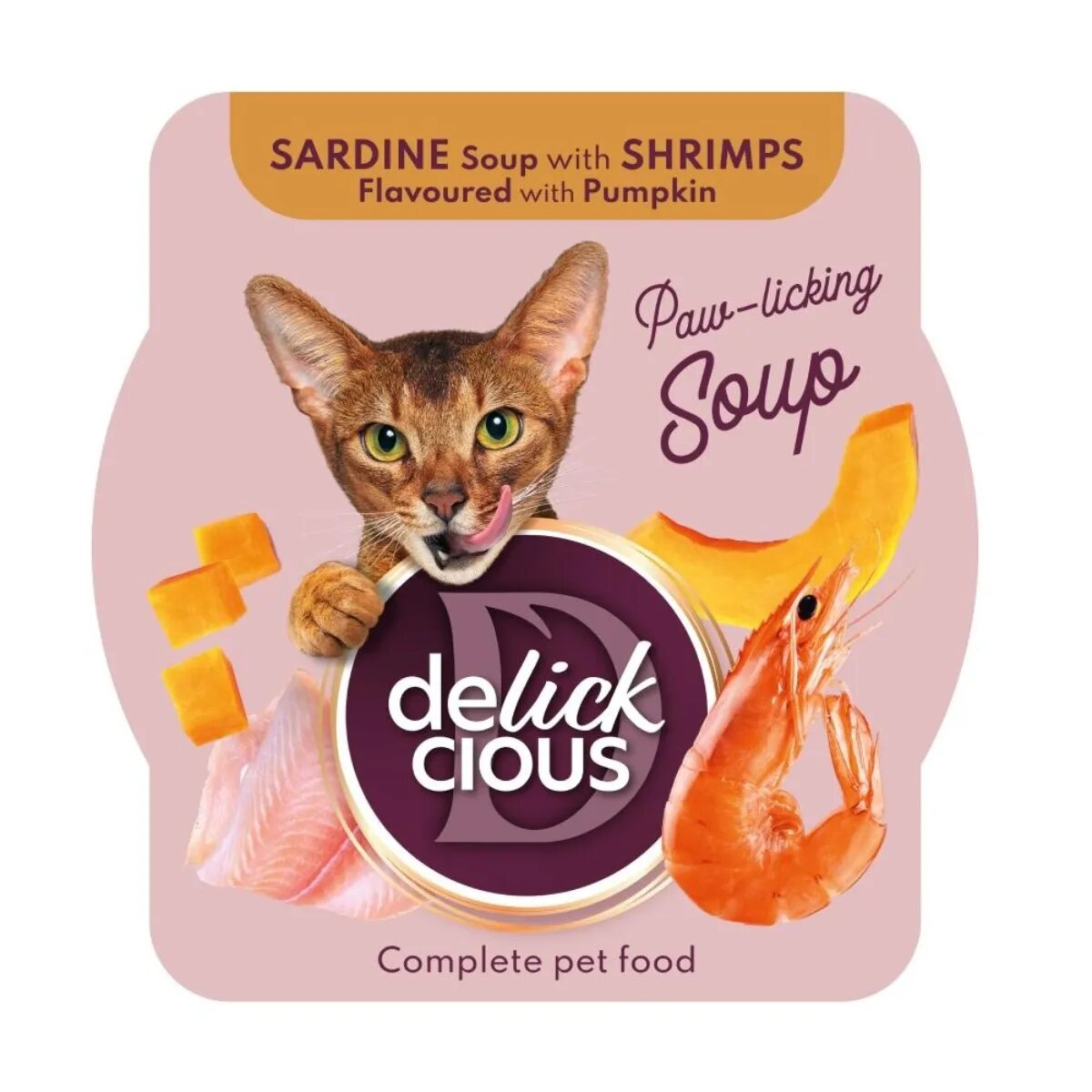 DELICKCIOUS Supă Sardine și Creveți bol hrană umedă pisici (în supă) bax 80g x 12buc