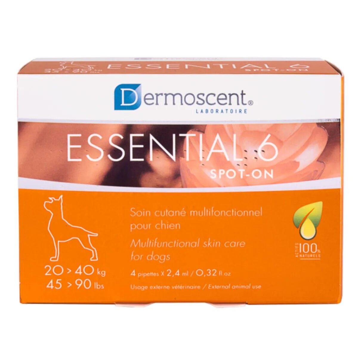 Dermoscent Essential 6 spot-on tratament adjuvant piele & blană câini pipete 4buc Essential 6 M -XL(20 - 40kg) tratament adjuvant piele & blană câini 2.4ml x 4buc pipete
