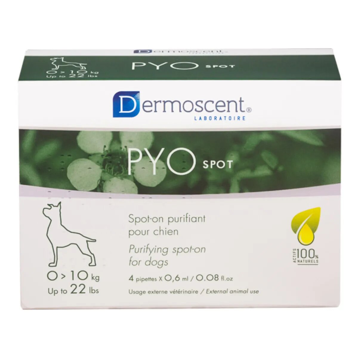 Dermoscent PYO spot tratament adjuvant piele & blană câini pipete 4buc PYO spot 0 -10kg tratament adjuvant piele & blană câini 0.6ml x 4buc pipete