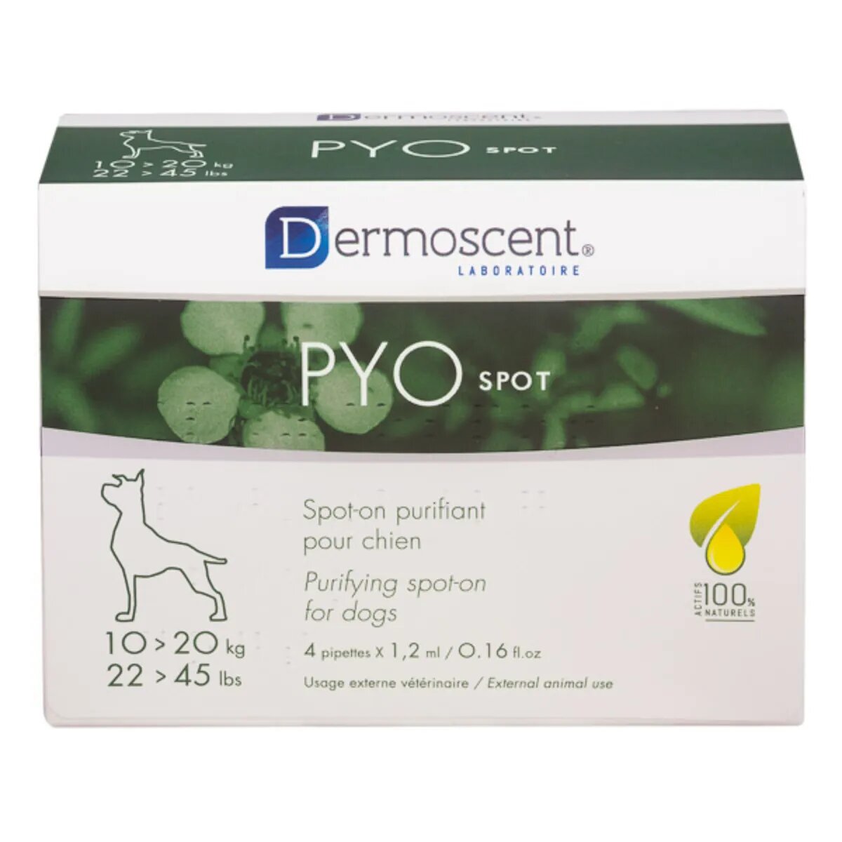 Dermoscent PYO spot tratament adjuvant piele & blană câini pipete 4buc PYO spot 10 -20kg tratament adjuvant piele & blană câini 1.2ml x 4buc pipete