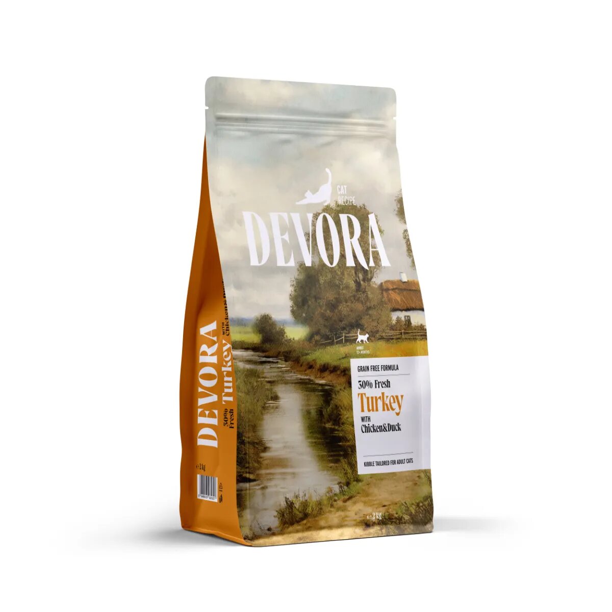 Devora Curcan și Rață hrană uscată fără cereale pisici 2kg