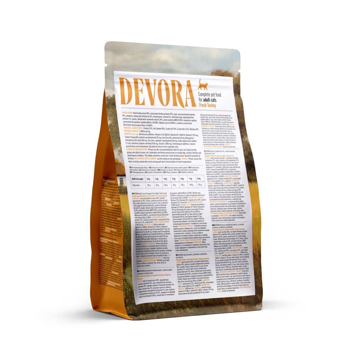 Devora Curcan și Rață hrană uscată fără cereale pisici 400g