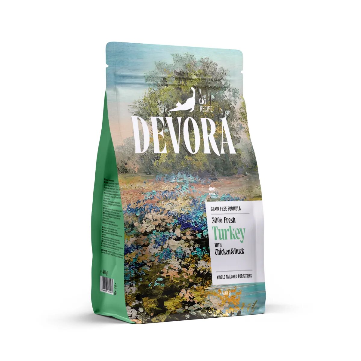 Devora Kitten Curcan și Pui hrană uscată fără cereale pisici junior 400g