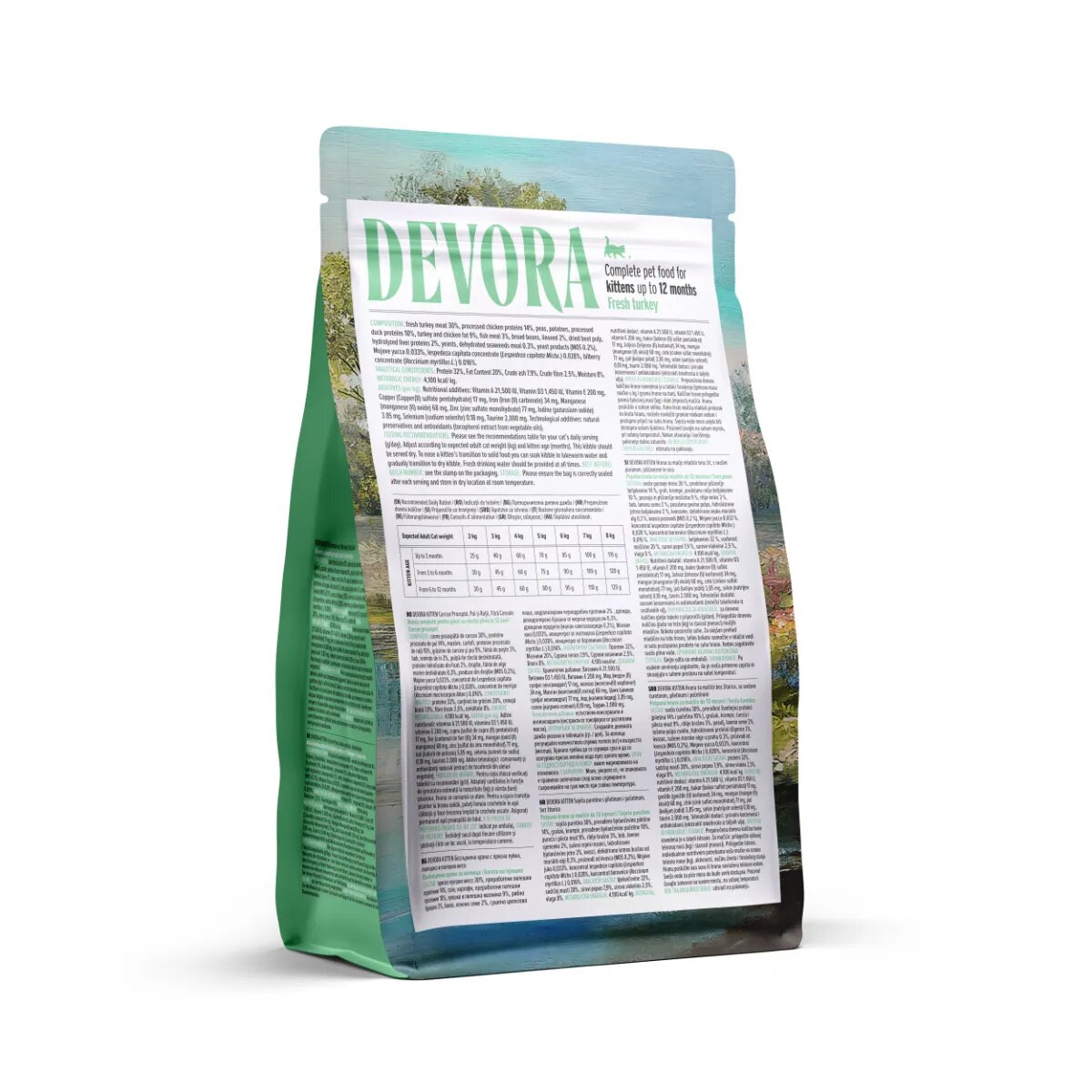 Devora Kitten Curcan și Pui hrană uscată fără cereale pisici junior 400g