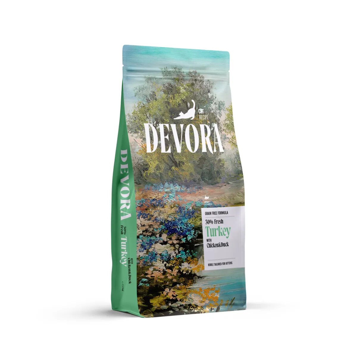 Devora Kitten Curcan și Pui hrană uscată fără cereale pisici junior 7.5kg