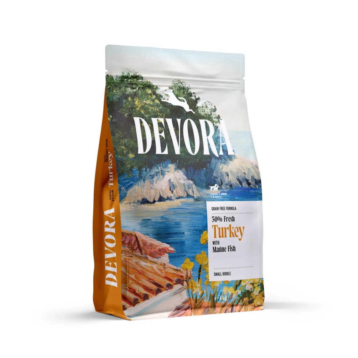Devora Starter & Junior XS-XL Curcan și Hering hrană uscată fără cereale câini junior 4kg