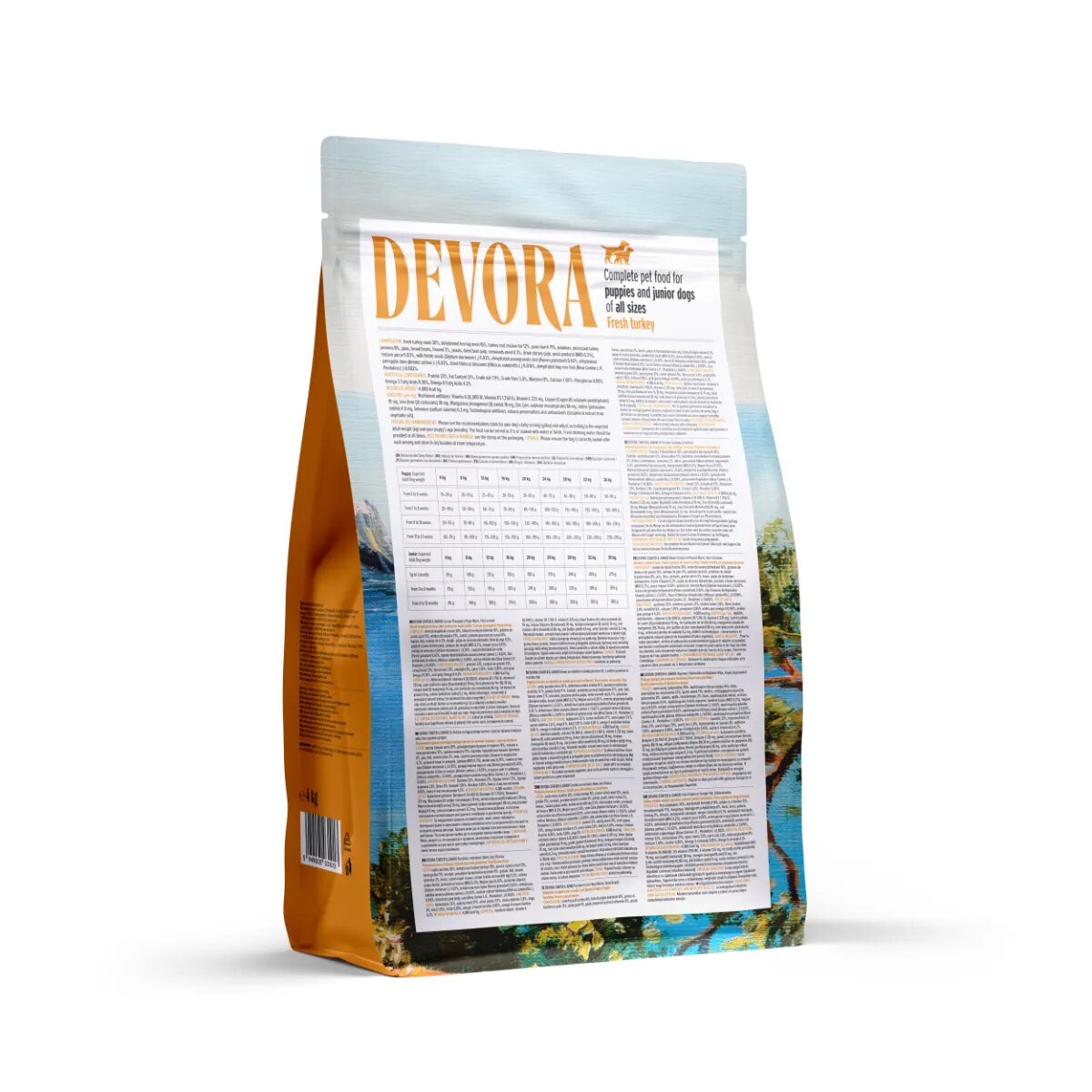 Devora Starter & Junior XS-XL Curcan și Hering hrană uscată fără cereale câini junior 4kg