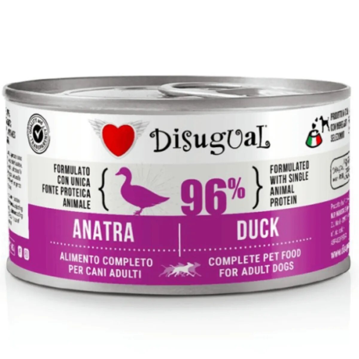 DISUGUAL Monoprotein XS-XL Rață conservă hrană umedă monoproteică fără cereale câini (pate) 150g